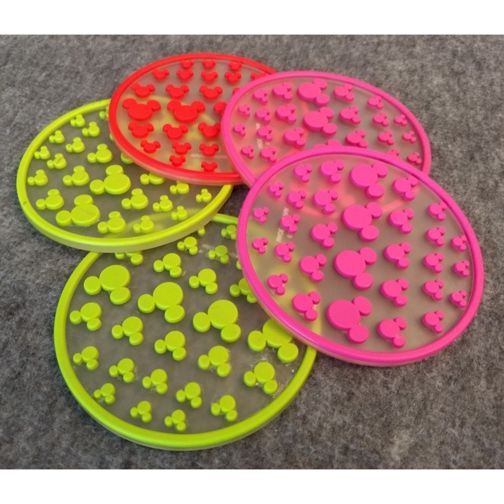 DISNEY Mickey Mouse Silicone Coasters‎ Lot of 5 Mickey Ears 3 Colors Stackable